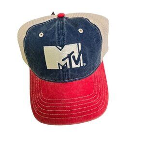 Vintage Inspired MTV Cap America NWT Trucker Hat Snapback Red/Blue/White